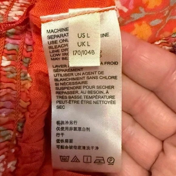 Free People Orange Floral Maxi Ruffle Skirt Large - Picture 11 of 12